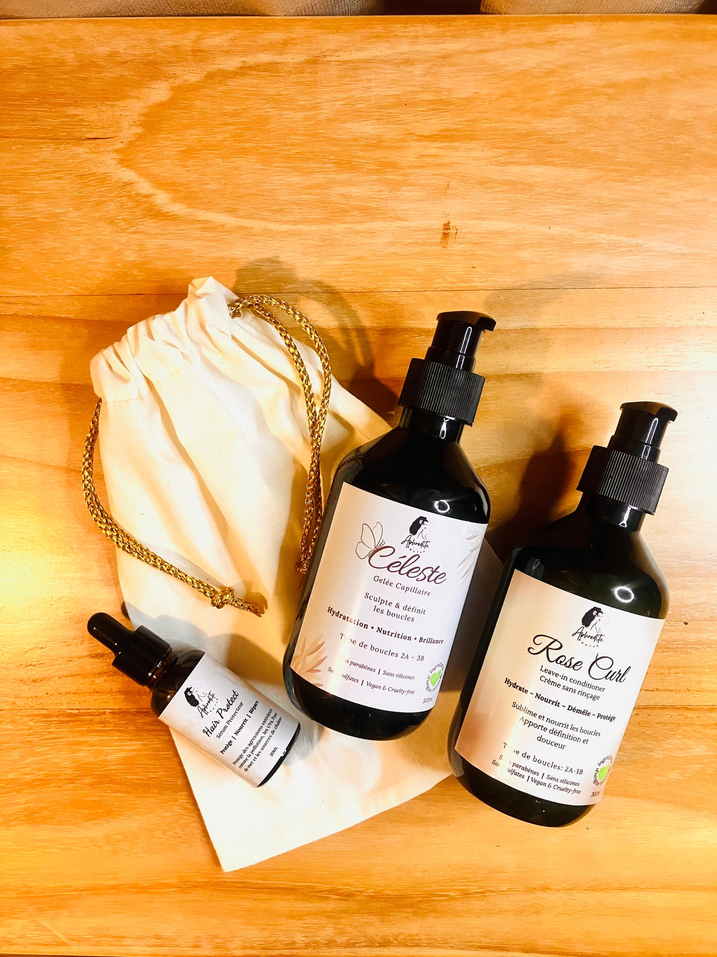 Trio Boucles Libres / Gelée Céleste+Crème Rose Curl+ Sérum Hair Protect
