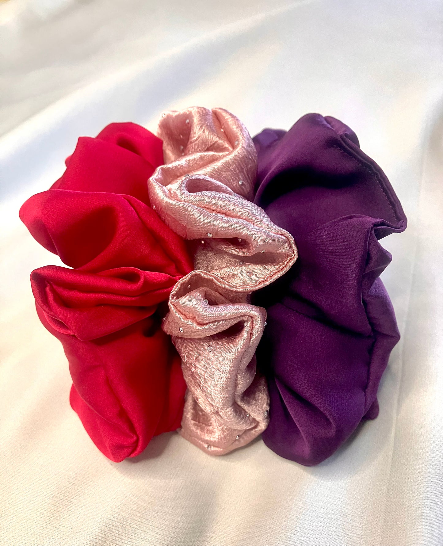 Trio Chouchou Soie de Satin / Silk Satin Scrunchie Trio Large