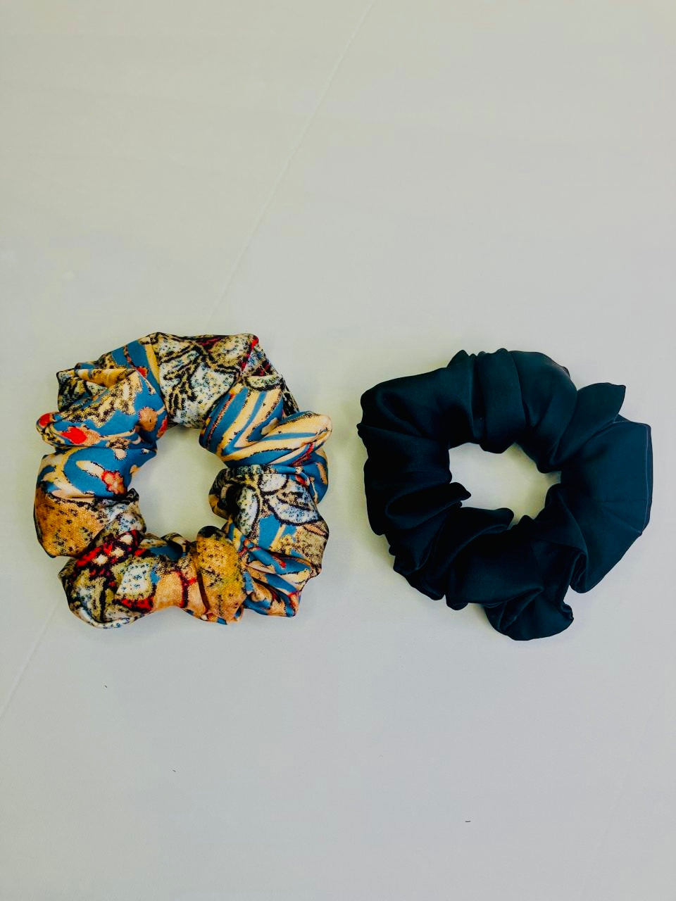 Silk Satin Scrunchie Duo Medium