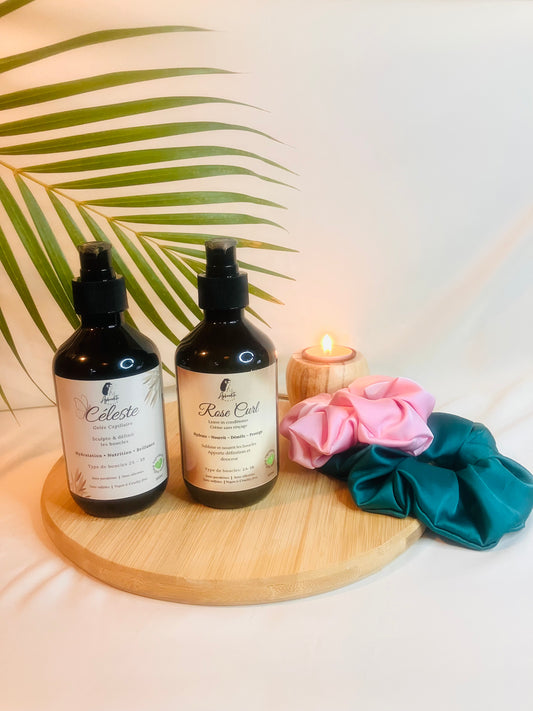 Trio Boucles Libres Douceur / Gelée Céleste + Crème Rose Curl + 1 Chouchou Satin Large