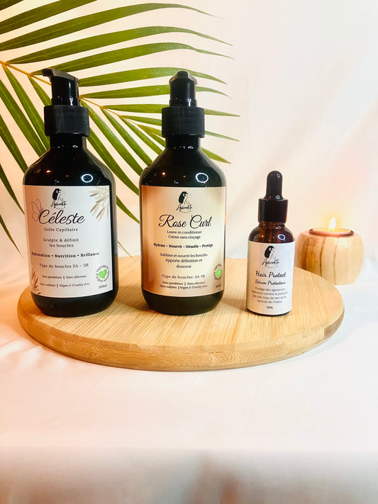 Trio Boucles Libres / Gelée Céleste+Crème Rose Curl+ Sérum Hair Protect