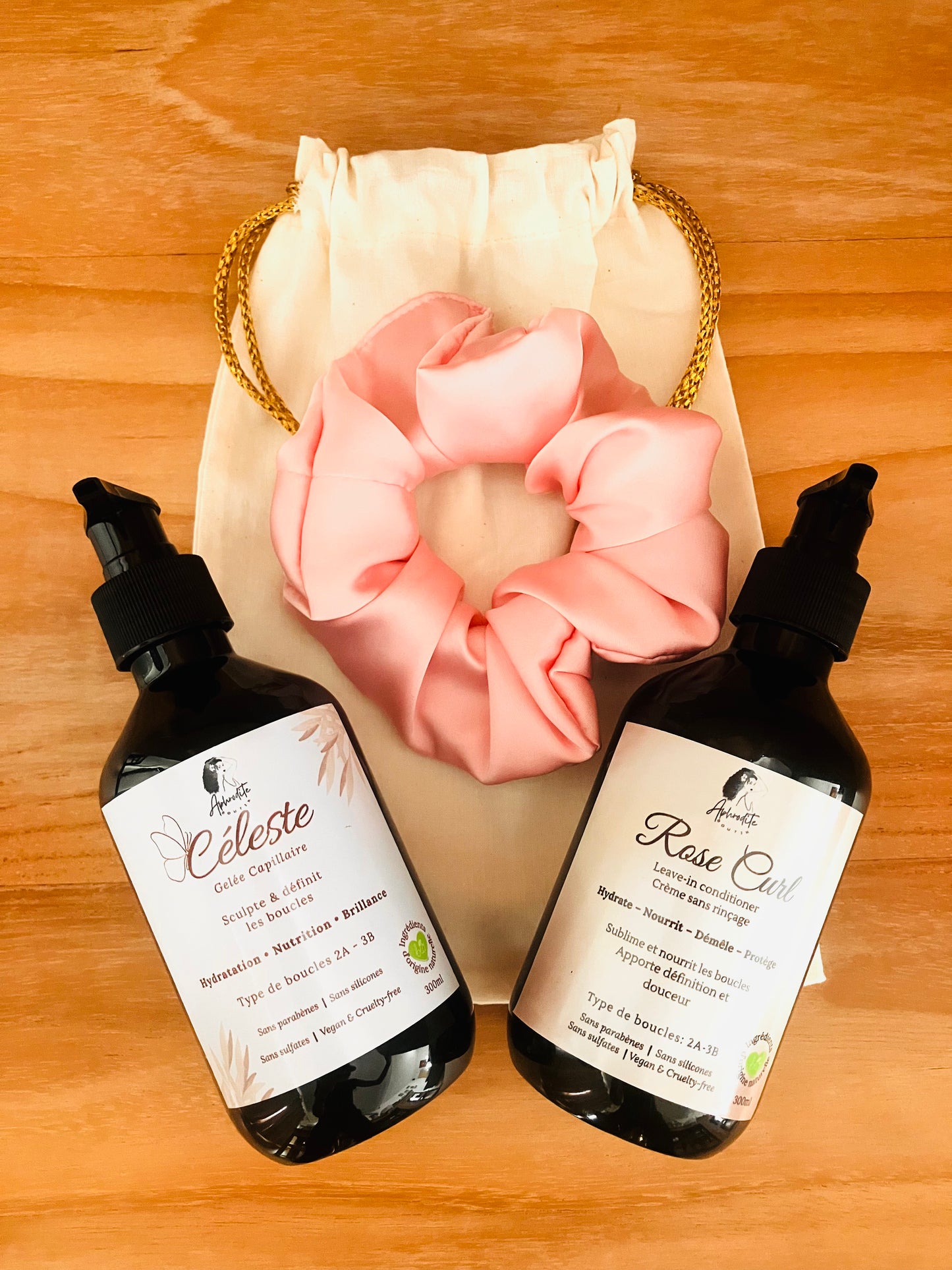 Trio Boucles Libres Douceur / Gelée Céleste + Crème Rose Curl + 1 Chouchou Satin Large
