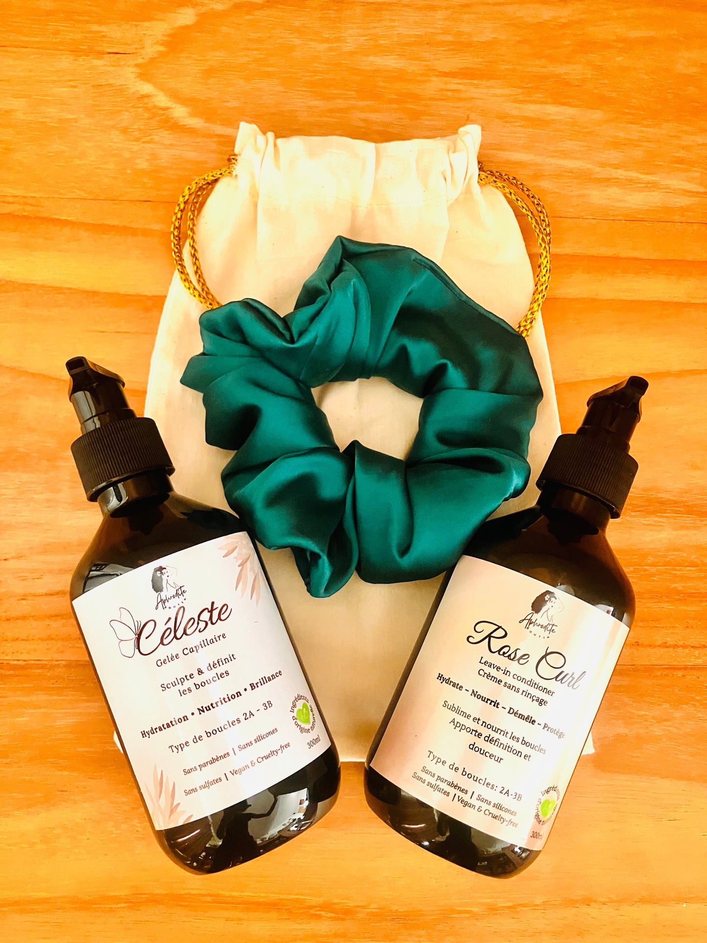Trio Boucles Libres Douceur / Gelée Céleste + Crème Rose Curl + 1 Chouchou Satin Large
