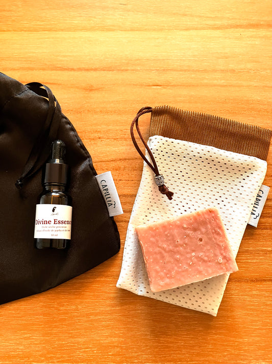 Pochette Découverte Huile Divine Essence 10ml + 1 savon 50g + 1 pochette savon