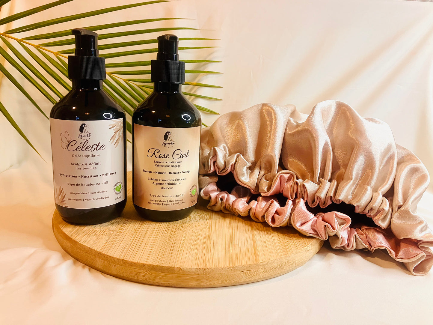 Rituel Boucles Libres / Gelée Céleste + Crème Rose Curl + Bonnet en Satin Crêpé